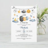 小さなブーはほとんどハロウィーンの赤ちゃんシャワー 招待状 (スタンド正面)