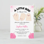 小さなブーはほとんどハロウィーンの赤ちゃんシャワー 招待状 (スタンド正面)