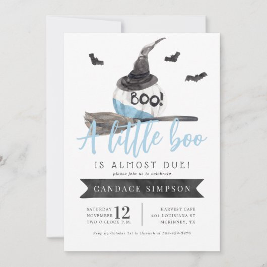 小さなブーはほとんどハロウィーンの赤ちゃんシャワー 招待状 (正面)