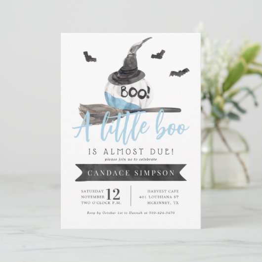 小さなブーはほとんどハロウィーンの赤ちゃんシャワー 招待状 (スタンド正面)