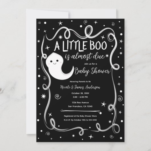 小さなブーはほとんどハロウィーンの赤ちゃんシャワー 招待状 (正面)