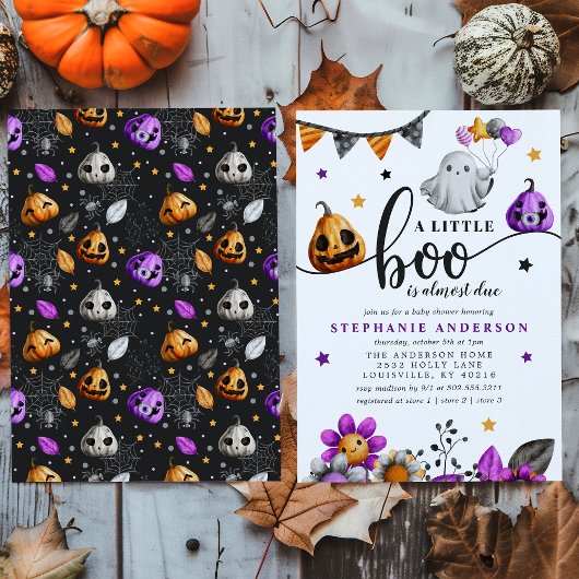 小さなブーはほとんどハロウィーンの赤ちゃんシャワー 招待状