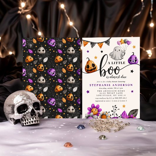 小さなブーはほとんどハロウィーンの赤ちゃんシャワー 招待状