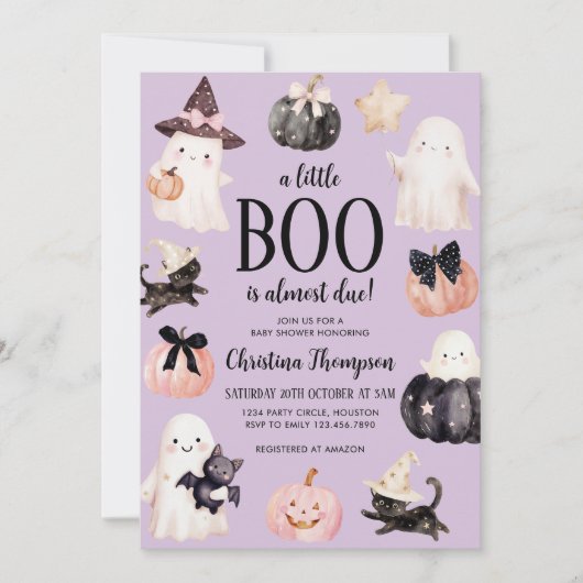 小さなブーはほとんどハロウィーンの赤ちゃんシャワー 招待状 (正面)