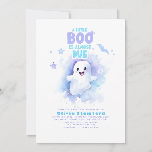 小さなブーはほとんどハロウィーンの赤ちゃんシャワー 招待状 (正面)