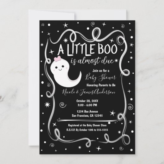 小さなブーはほとんどハロウィーンの赤ちゃんシャワー 招待状 (正面)