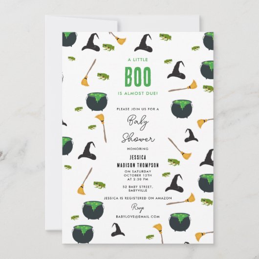 小さなブーはほとんどハロウィーンの赤ちゃんシャワー 招待状 (正面)