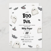 小さなブーはほとんどハロウィーンの赤ちゃんシャワー 招待状 (正面/裏面)