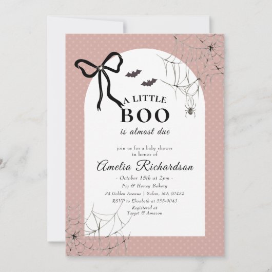 小さなブーはほとんどハロウィーンの赤ちゃんシャワー 招待状 (正面)