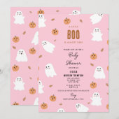 小さなブーはほとんどハロウィーンの赤ちゃんシャワー 招待状 (正面/裏面)