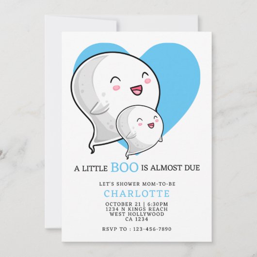 小さなブーはほとんどハロウィーンの赤ちゃんシャワー 招待状 (正面)
