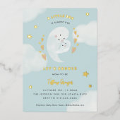 小さなブーはほとんどハロウィーンの赤ちゃんシャワー 箔招待状 (正面)