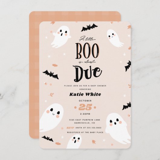 小さなブーはほとんどハロウィーン赤ちゃんシャワー私 招待状 (正面/裏面)
