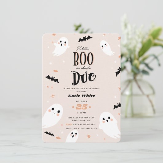 小さなブーはほとんどハロウィーン赤ちゃんシャワー私 招待状 (スタンド正面)