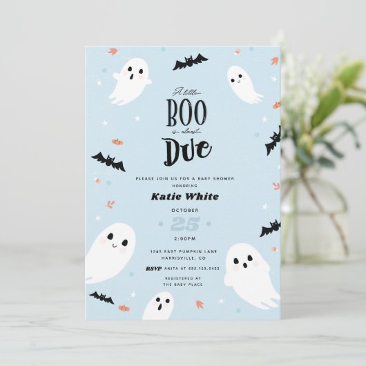 小さなブーはほとんどハロウィーン赤ちゃんシャワー私 招待状 (スタンド正面)