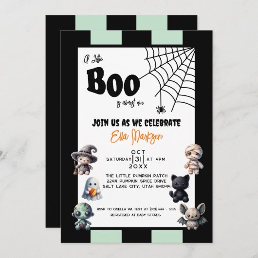 小さなブーはほとんどハロウィーン赤ちゃんシャワー私 招待状 (正面/裏面)
