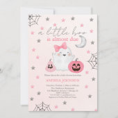 小さなブーはほとんどピンクの女の子の赤ちゃんシャワー 招待状 (正面)