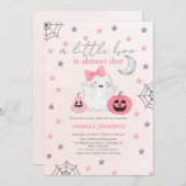 小さなブーはほとんどピンクの女の子の赤ちゃんシャワー 招待状 (正面/裏面)