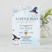 小さなブーはほとんどブルーボーイの赤ちゃんシャワー 招待状 (スタンド正面)