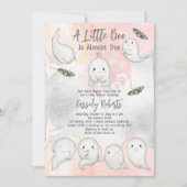 小さなブーはほとんど幽霊女の子の赤ちゃんシャワー 招待状 (正面)