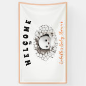 小さなブーはほとんど幽霊赤ちゃんシャワーのバナー 横断幕 (縦)