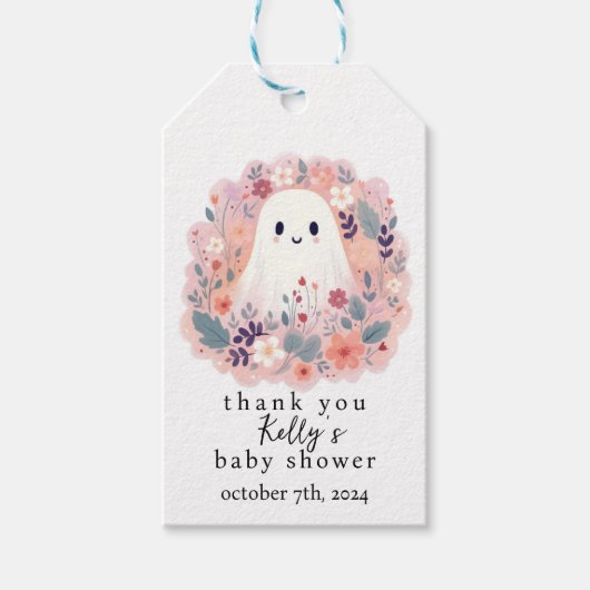 小さなブーはほとんど感謝の赤ちゃんシャワー ギフトタグ (正面)