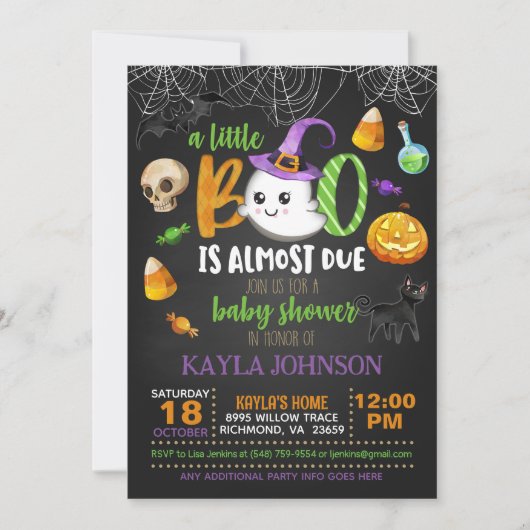 小さなブーはほとんど招待状- Blk 招待状 (正面)