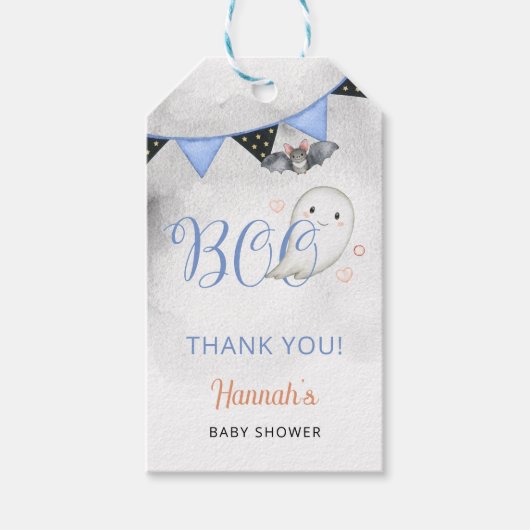 小さなブーはほとんど正式な男の子のシャワーの恩恵 ギフトタグ (正面)