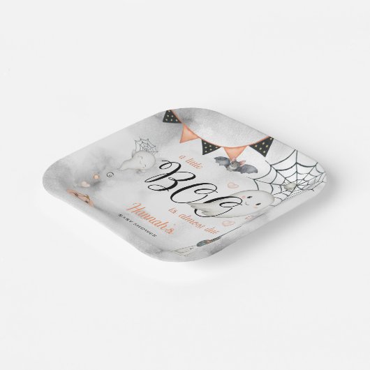 小さなブーはほとんど秋赤ちゃんシャワー ペーパープレート (傾斜あり)