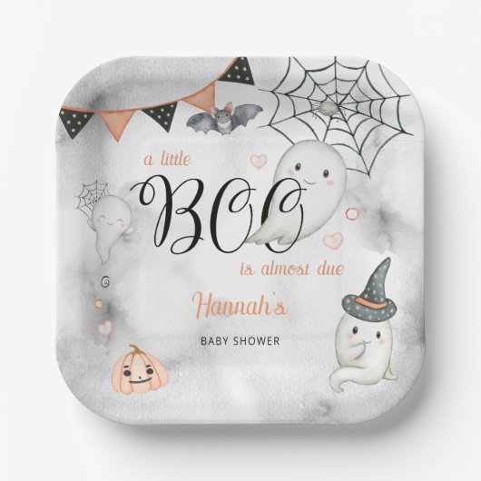 小さなブーはほとんど秋赤ちゃんシャワー ペーパープレート (正面)