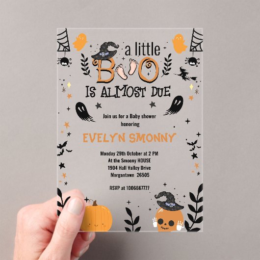 小さなブーはほとんど赤ちゃんシャワー妊娠 アクリル招待状 (インサイチュ (ポータブル))