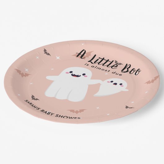 小さなブーはほとんど赤ちゃんシャワー幽霊 ペーパープレート (アングル)