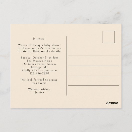 小さなブーはほとんど赤ちゃんシャワー招待状 ポストカード (裏面)