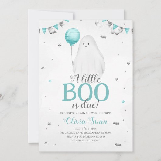 小さなブーはほとんど赤ちゃんシャワー招待状 招待状 (正面)