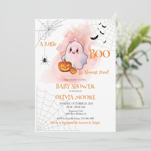 小さなブーはほとんど赤ちゃんシャワー招待状 招待状 (スタンド正面)