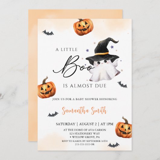 小さなブーはほとんど赤ちゃんシャワー 招待状 (正面/裏面)