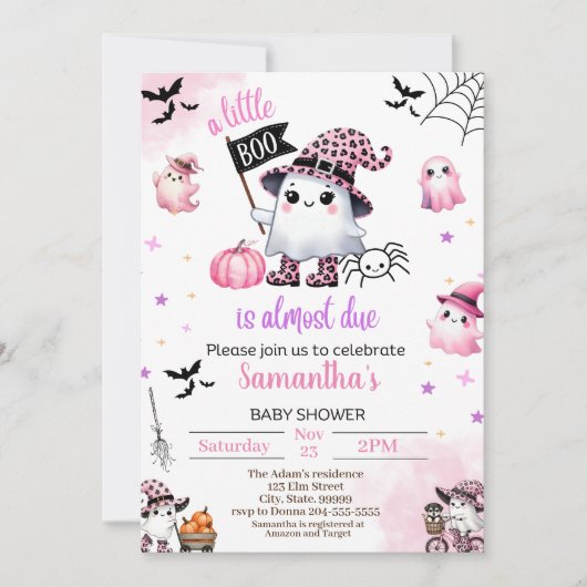 小さなブーはほとんど赤ちゃんシャワー 招待状 (正面)