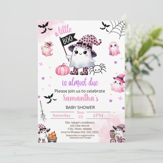 小さなブーはほとんど赤ちゃんシャワー 招待状 (スタンド正面)