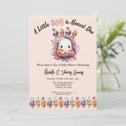 小さなブーはほとんど赤ちゃんシャワー 招待状 (スタンド正面)