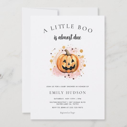 小さなブーはほとんど赤ちゃんシャワー 招待状 (正面)