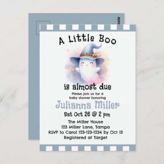 小さなブーはほとんど起因かわいい幽霊赤ちゃんシャワー ポストカード (正面/裏面)