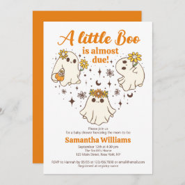 小さなブーはほとんど起因かわいい幽霊赤ちゃんシャワー 招待状