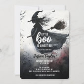 小さなブーはほとんど魔女ほうき水色 招待状 (正面)