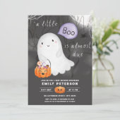 小さなブーはもうすぐ来る |ハロウィーンのベビーシャワー 招待状 (スタンド正面)