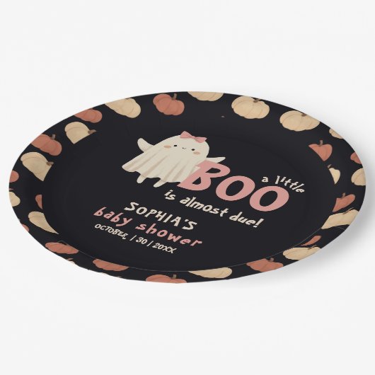 小さなブーはデューガールハロウィーンの赤ちゃんシャワー ペーパープレート (アングル)