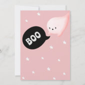 小さなブーはデューガールピンクのハロウィーン赤ちゃんシャワー 招待状 (裏面)