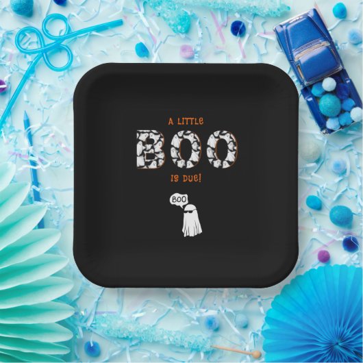 小さなブーは赤ちゃん不気味シャワーオレンジの文字 ペーパープレート (パーティー)