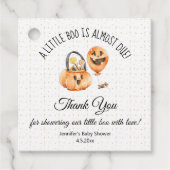 小さなブーは、あなたの赤ん感謝してい坊のシャワーのためほぼ起因する フェイバータグ (正面)