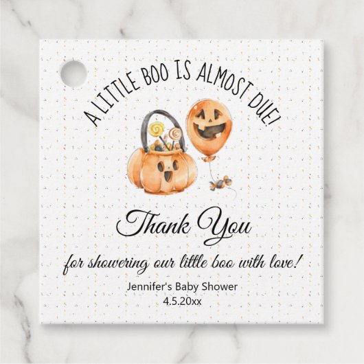 小さなブーは、あなたの赤ん感謝してい坊のシャワーのためほぼ起因する フェイバータグ (正面)