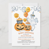 小さなブーほとんど起因かわいいハロウィーン赤ちゃんシャワー 招待状 (正面)